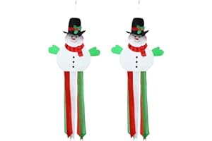 Tatuo 2 Pcs 40 Inch Christmas Windsock Christmas Snowman Windsock Decoration 3D Windsocks Flag Outdoor Winter Decor with Adjustable Hook for Winter Front Door Garden Yard Patio Lawn Party