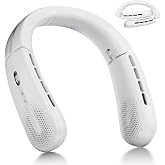 aimdty ChillGo Portable Neck Fan, 8400 RPM Enlarged Turbo Airflow, 5200mAh Personal Wearable Fan - Max 16H Cooling, LED Display, 4 Speeds, Foldable, Gifts for Men Women - Iceland Frost
