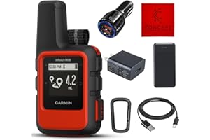KONCEPT Garmin InReach Mini 2, Lightweight and Compact Satellite Communicator, Hiking Handheld Bundle with Dual USB 15W Car Plug, Wall USB Plug, Portable 10,000mah Bank, USB Cable & Carabiner (Orange)