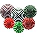 ADLKGG Party Hanging Paper Fans Set, Round Pattern Paper Garlands Decoration for Party Birthday Christmas Events Accessories, Set of 6