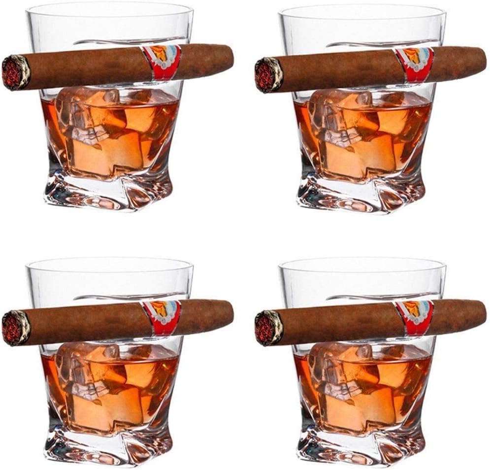 N\A 4PCS Whiskey Cigar Glass,Holder Old Fashion Style Handcrafted Wine