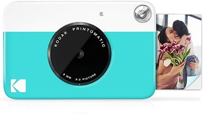 Kodak Printomatic Full-Color Instant Camera Blue 5MP Zink 2x3 Sticky-Back