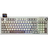 EPOMAKER RT100 Retro Gaming Keyboard with Display Screen, BT5.0/2.4G/USB-C, 97 Keys Gasket Custom Keyboard, Hot Swappable, RGB Backlit, with Knob for Win/Mac (Gateron Pro Yellow)