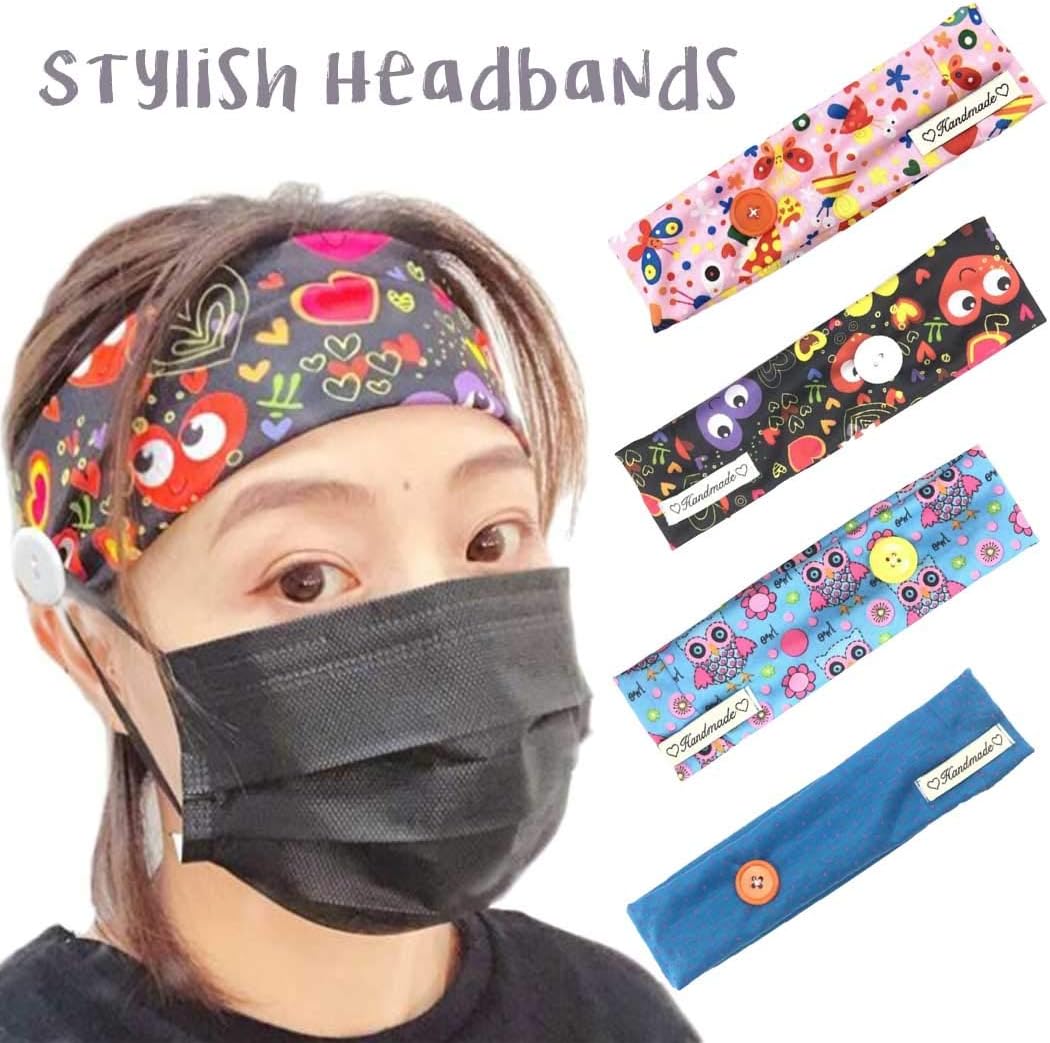 Brishow Wide Headbands for Nurses Elastic Hair Bands Workout Wide Turban Non-Slip Head Wraps Hair Accessories for Women and Girls, 4 Pack (3)