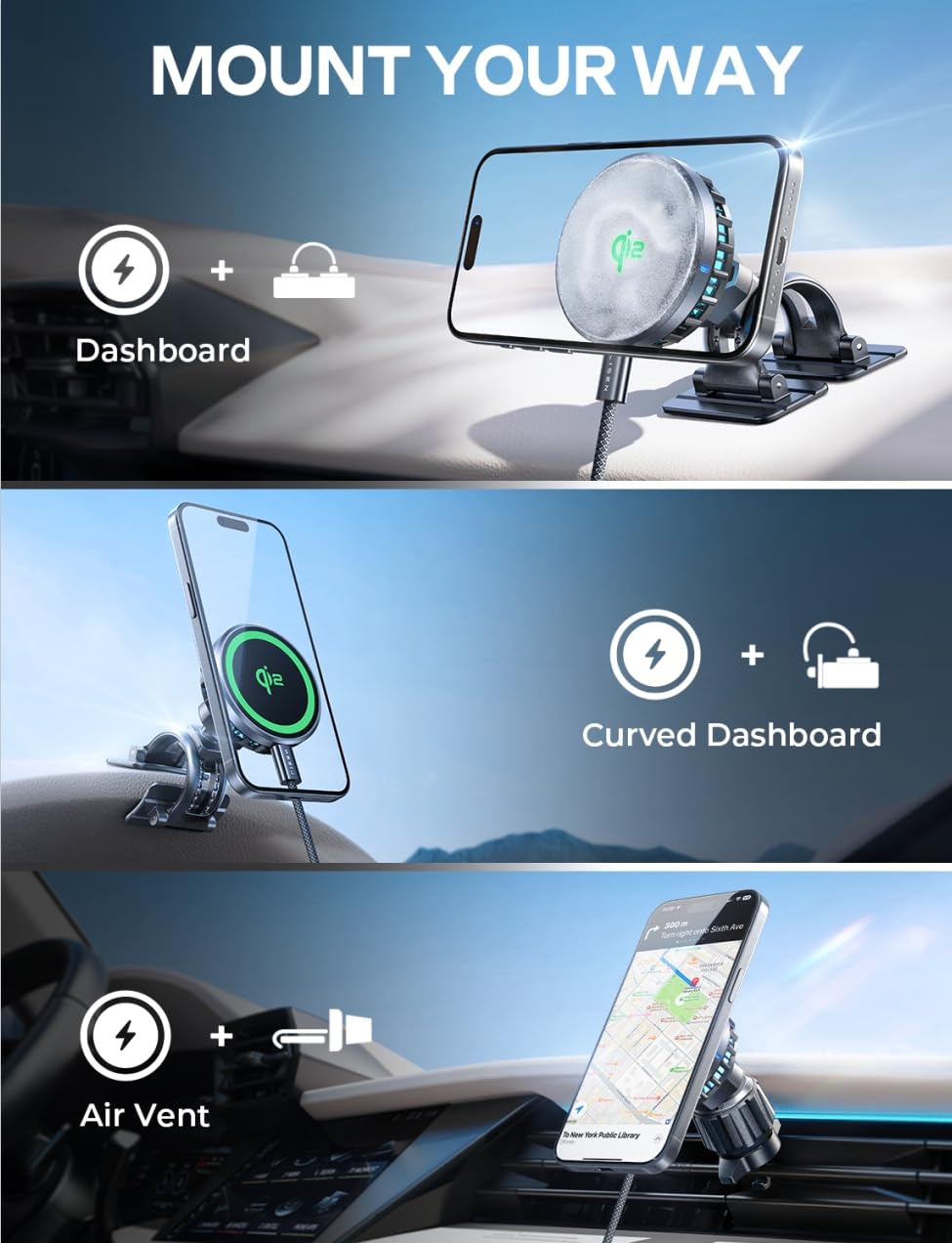 LISEN for 15W Qi2 MagSafe Car Mount Charger [Peltier Cooler Instant Cooling] Wireless Magnetic Car Mount for iPhone Car Charger, Qi2 MagSafe Charger Mount for iPhone 17 Pro Max 16/15/14/13/12