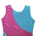 Colorful Ribbons Rainbow Mermaid Leotard Gymnastics Biketard for Little Girl, Blue/Pink, 120(5-6Y)