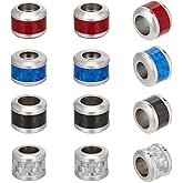 UNICRAFTALE 12pcs 4 Colors Paracord Bead Stainless Steel Column Spacer Beads 6mm Large Hole Beads Metal Spacer Beads for Knives Pendant Flashlight Knuckles Bracelet Parachute Beads