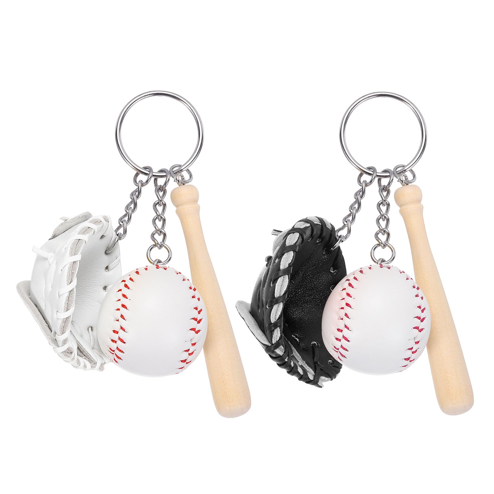 PATIKIL Baseball Keychain, 1 Set Softball Gloves Baseball Bats Key Chain Sports Novelty Charm Pendant for Backpacks, Gift, Party Favor, Souvenir, Sports Fan, Black White