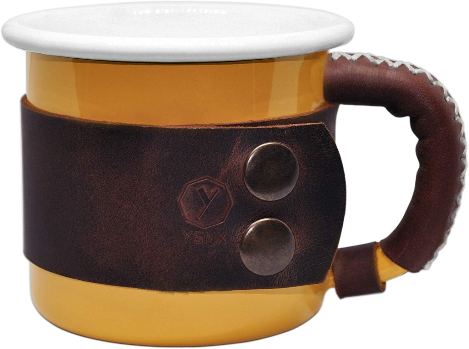 YSNX Enamel Mug Campfire Mug Enamel Coffee Mug Camping Mug Camfire Mugs Camping Gear Unique Gifts Camping Coffee Mug Novelty Mug Unique Mugs Fall Mug Coffee Cup Bright Colors 14 oz (400ml) (Yellow)