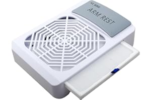 AZ GOGO Rechargeable Nail Dust Collector with Arm Rest, Powerful Vacuum Extractor for Acrylic Nails Dust Low Noise with 2 Fil