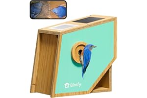 Birdfy Smart Bird House with Camera | Lifetime AI Identify | Auto-Record Nesting Stages & Alerts | Remote Control | Night Vision | Battery & Solar Outdoor-Ready, Ideal For Nesting Watching Enthusiasts