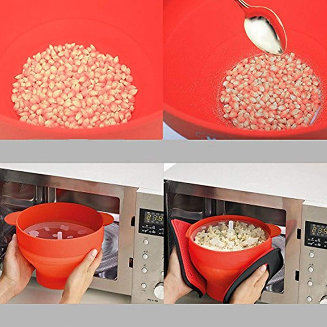Marbeine Palomitero, Cuenco Plegable de Silicona, con Tapa y ...