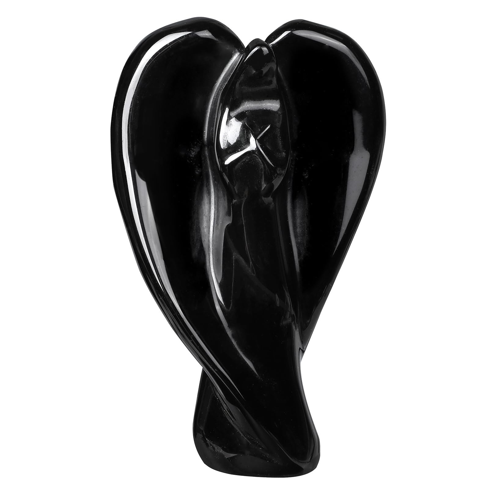 Nupuyai 3.8" Obsidian Crystal Abstract Angel Statue, Love Guardian Praying Angel Figurine Hand Carved Stone Pocket Statue Good Luck Home Office Car Decor