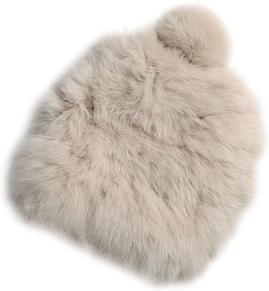 XWDA Women's Winter Knitted Rabbit Fur Hat Cap