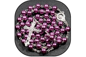 Rosary Necklace for Women Rosary Beads Catholic Necklace Handmade Pearl Cross Necklace Religious Gifts for Women