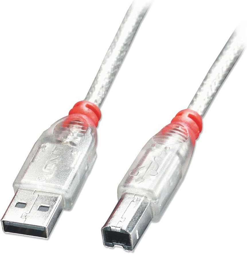 LINDY 5 m Type A to B USB 2.0 Cable - Transparent
