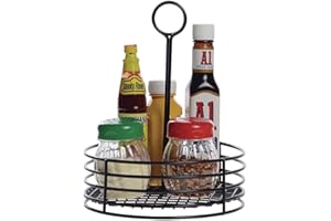 HUBERT® Tabletop Condiment Caddy Black Metal - 7 1/2"Dia x 9 1/2"H