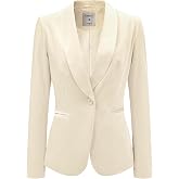 Allegra K Women's Office Coat Solid Shawl Collar 1 Button Velvet Blazer | Halloween Christmas Party Blazer Velvet, Long Sleeves, Button Front, Formal for Winter