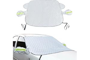 BSAMZO Windshield Snow Cover for Ice and Snow 4 Layers PEVA Car Windshield Cover Car Winter Front Cover with Magnetic for SUVs Trucks All Weather Used
