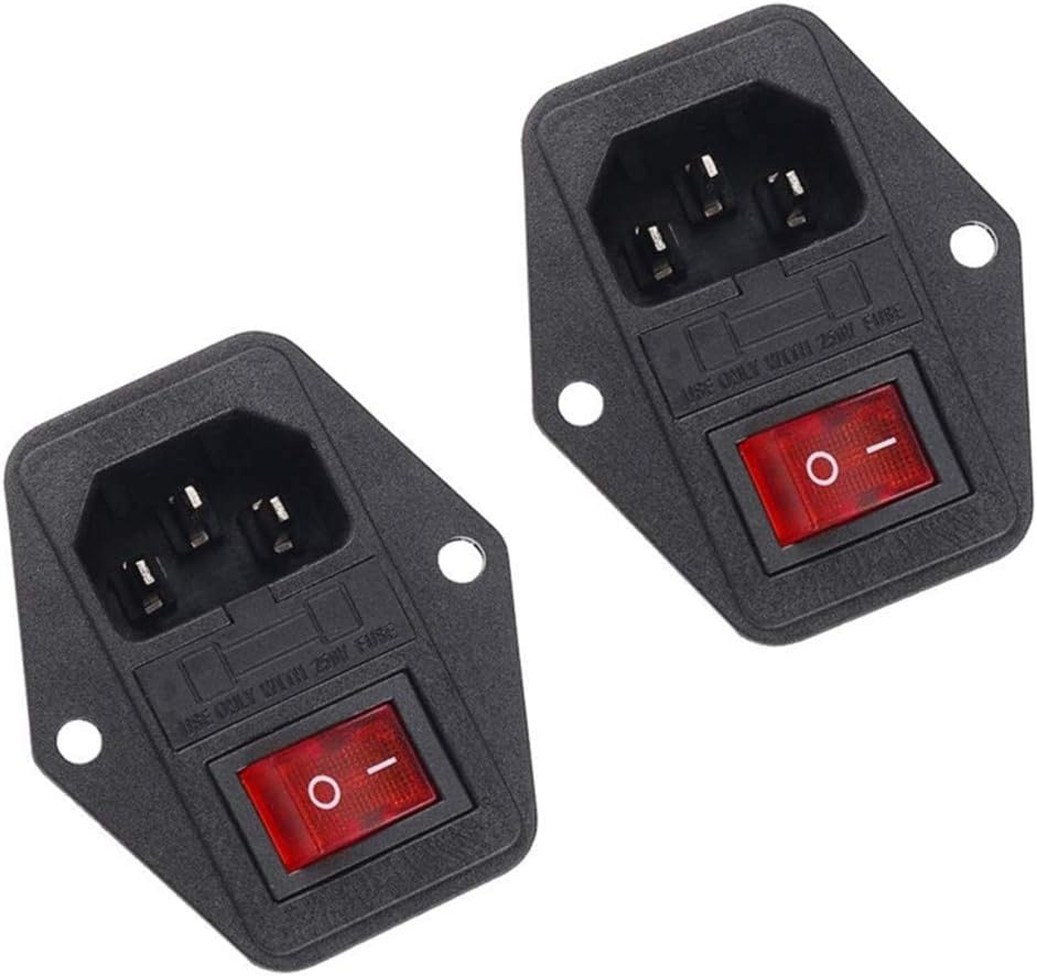 Power Switch, 10A 250V AC Rocker Switch 3 Pin IEC320 C14 Inlet Module