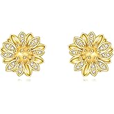 Sunflower/Daisy/Snowflake/Lotus/Lily of the Valley Stud Earrings Sterling Silver Flower Jewelry Gifts for Women