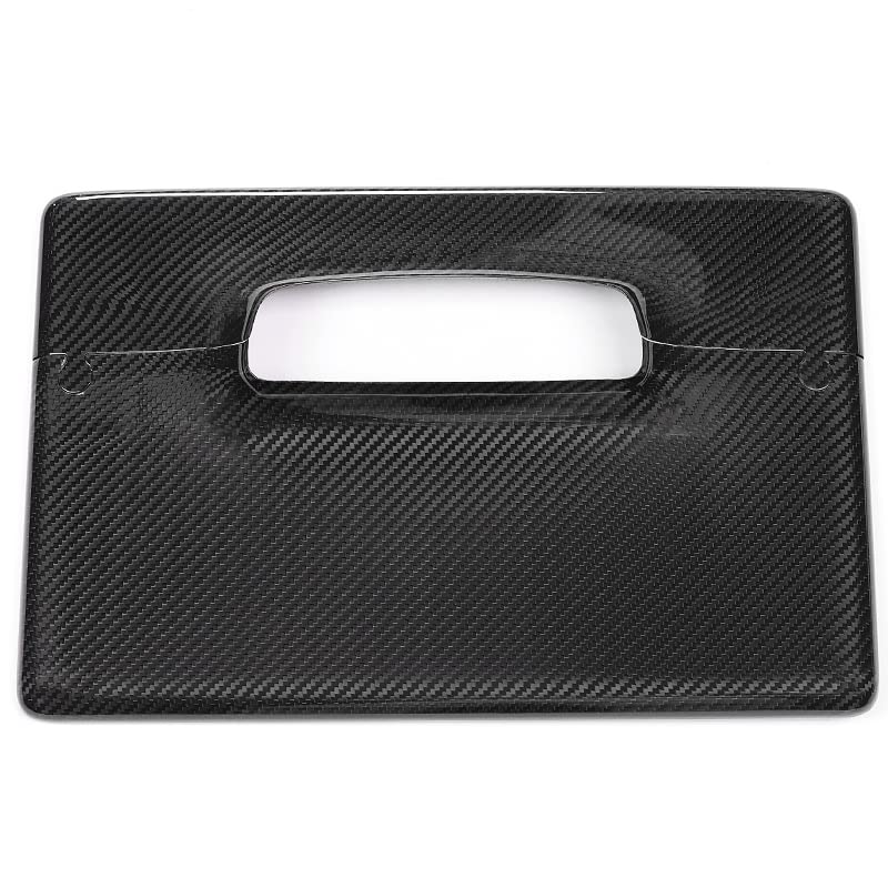 Photo 1 of JSWAN Carbon Fiber Center Control Touchscreen Cover Frame for Tesla Model 3 (2017-2023) Model Y (2019-2024) Center Console Dashboard Multimedia Screen Back Cap (Bright Black)
