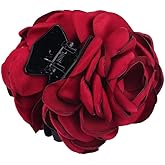 1Pc Wine red Women Chiffon Rose Flower Jaw Clip, Floral Jaw Barrettes Grips Clamps Twist Hair Up Hair Claw Fancy Accessories for Women Girl