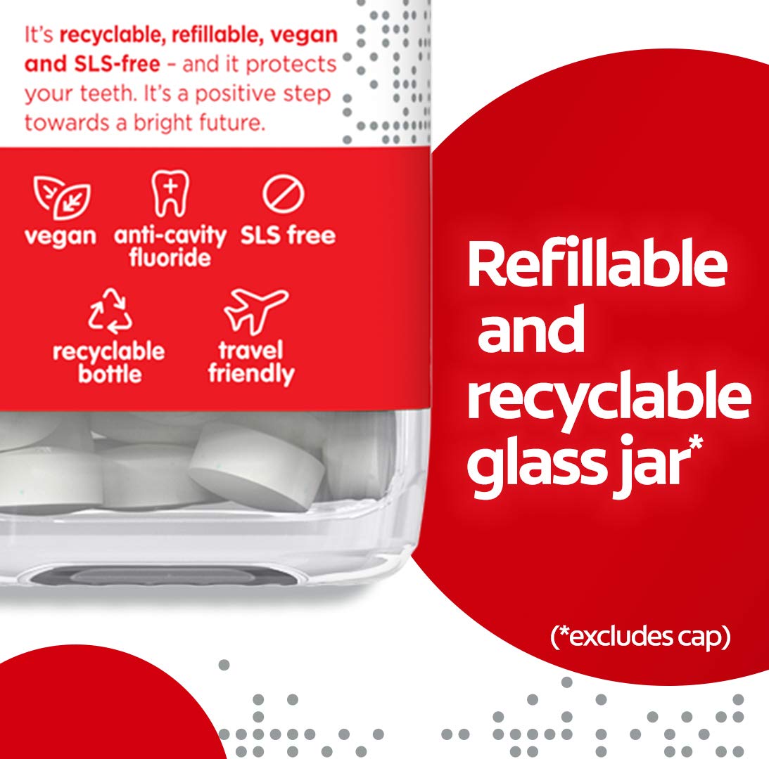 Colgate Anywhere Travel Toothpaste Tablets with Fluoride, Eco Friendly & Plastic Free Glass Jar, Fresh Mint - 60 count : Beauty