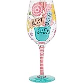 Enesco Designs by Lolita Best Mom Ever Hand-Painted Artisan Wine Glass, 15 Ounce, Multicolor