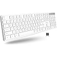 Macally Wireless Keyboard, 2.4G Wireless White Keyboard - Ergonomic Full Size Computer Keyboard with Numeric Keypad for Laptop, Desktop, Surface, Chromebook, Notebook