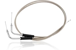 CHIFUN Motorcycle Throttle Idle Cable Braided Wire Kit Stainless Steel 43" Long Throttle Gas Cable Compatible with Harley Dyna Softail XL 883 1200 Fat Boy Heritage Road King