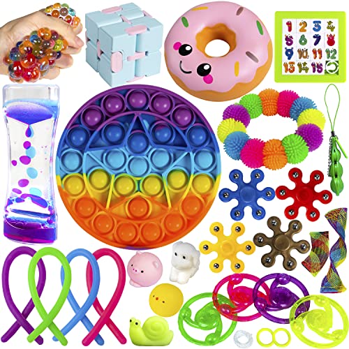 Gmajdar Fidget Toys Pack Push Pop Bubble Sensory Fidgets Toy Set Box Stress Anxiety Relief Balls