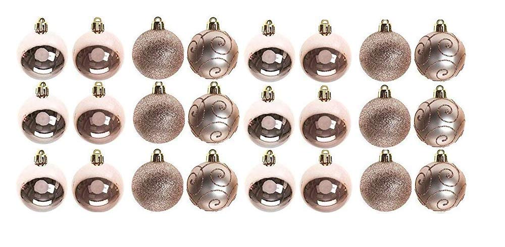 PMS SET OF 24 6CM BAUBLES IN PVC BOX ROSE GOLD