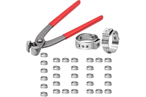 FGBNM 100 Pack PEX Cinch Clamps, 1/2in Clamps/ 3/4in Clamps, Stainless Steel Single Ear Hose Clamps, PEX Fitting Clamps for PEX Pipe Fittings (100×1/2"+ 1×Plier)