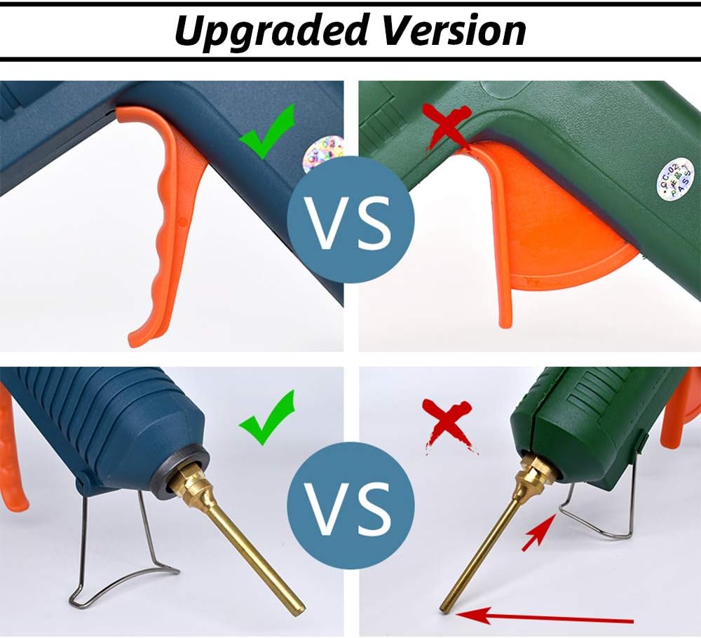 Craft Glue Gun Set, 150 Watts with 3 Copper Nozzles Temperature Adjustable DIY Repair Tool Professional Melting Glue Gun Include tweezer, Knife, Wrench, Finger Tips, Silicone mat and 5 Glue Sticks