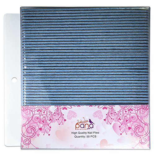 Pana Black Nail Files Jumbo Size (Grit: 80 x 80, 3 Packs of 50 Pieces = 150 Pieces) USA Professional Emery Board JUMBO Size Blue Center Nail Files