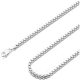 Waitsoul 925 Sterling Silver Box Chain Lobster Clasp 2/3/4/5mm Necklace for Women Mens Box Chain Silver/14K Gold Plated Plated Necklace Chain Diamond Cut 16-30 Inches
