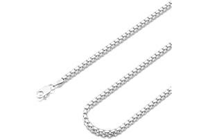 Waitsoul 925 Sterling Silver Box Chain Lobster Clasp 2/3/4/5mm Necklace for Women Mens Box Chain Silver/14K Gold Plated Plated Necklace Chain Diamond Cut 16-30 Inches