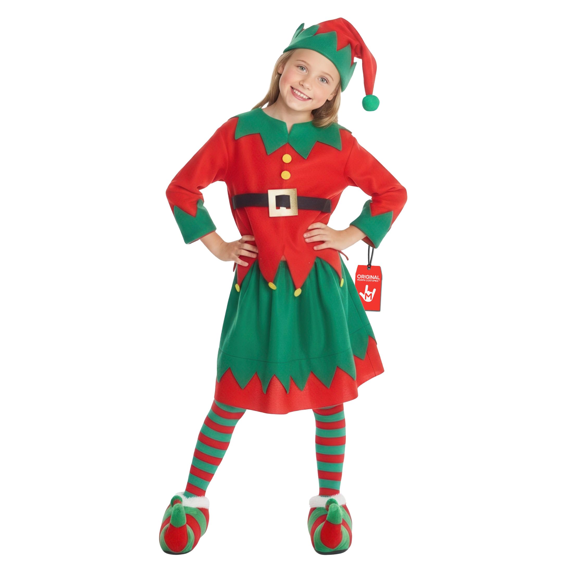Morph Elf Costume for Kids - Girls Christmas Elf Dress Outfit - Fun Holiday Costume for Children, Small