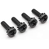 ReplacementScrews TV Stand Screws Compatible with LG 55UF6450 | (55UF6450.AUS), Complete Feet / Legs Screw Set, Black Plated, Metric Steel Screws, Pack of 4