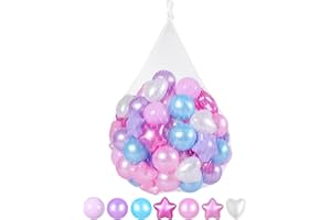 GOGOSO Shape Ball Pits Balls, Star Heart Plastic Play Balls for Toddlers Kids Children, DIY Giant Friendship Bracelet Banner