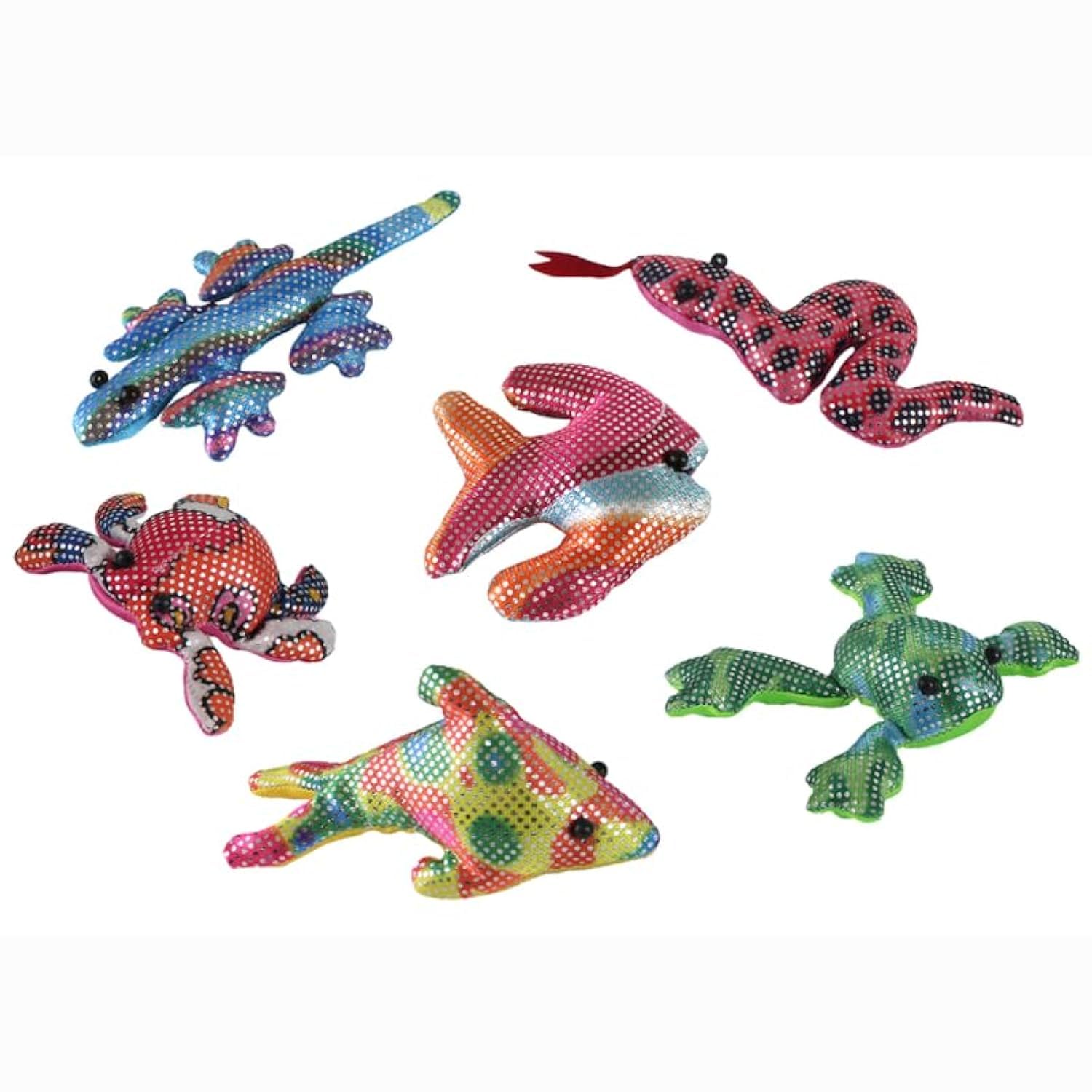 jameitop®Sandtiere 6 STÜCK Tierfiguren Meerestiere Echsen Tiere Drachen Schlange Stofftier gefüllt mit Sand 3-6 Verschiedene kreatives Give-Away für Kinder oder Tombola Preis