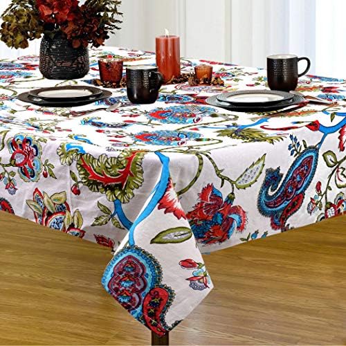 Arohi International Cotton Table Cover Dining Tablecloth Tea/Coffee Table Cover 4,6 Seater Center Table Cover Floral Table Cover (50 x 50 Inch)