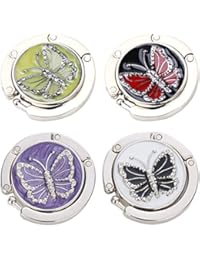 FOME Handbag Hanger, Set of 4 Foldable Purse Hook Purse Table Hook Holder Bag Hanger Hook Mixed Color,Butterfly Shape,1.77x3.54in