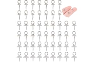 UNICRAFTALE 90pcs 3 Sizes Pendants Bail Stainless Steel Cup Pearl Screw Eye Pin Pearl Bails Pearl Screw Bails 4~6mm Cup Eye Pin for Half-drilled Beads Bracelets Necklace Jewelry Making
