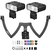 Godox MF12-K2 Macro Flash + MF-DB Flash Mount 2.4G Wireless TTL M Mode with Color Filter, Cold Shoe, Flash Stand for Portrait, Macro Photography, Dental Photography for Nikon/Sony/Canon Cameras