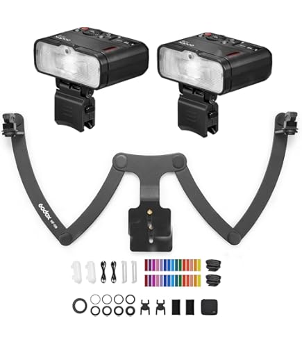 Triple Head Macro Flash For Photography - 2 Xenon Flashes + LED Fill Light, Adjustable Arms, Compatible With DSLR/Mirrorless