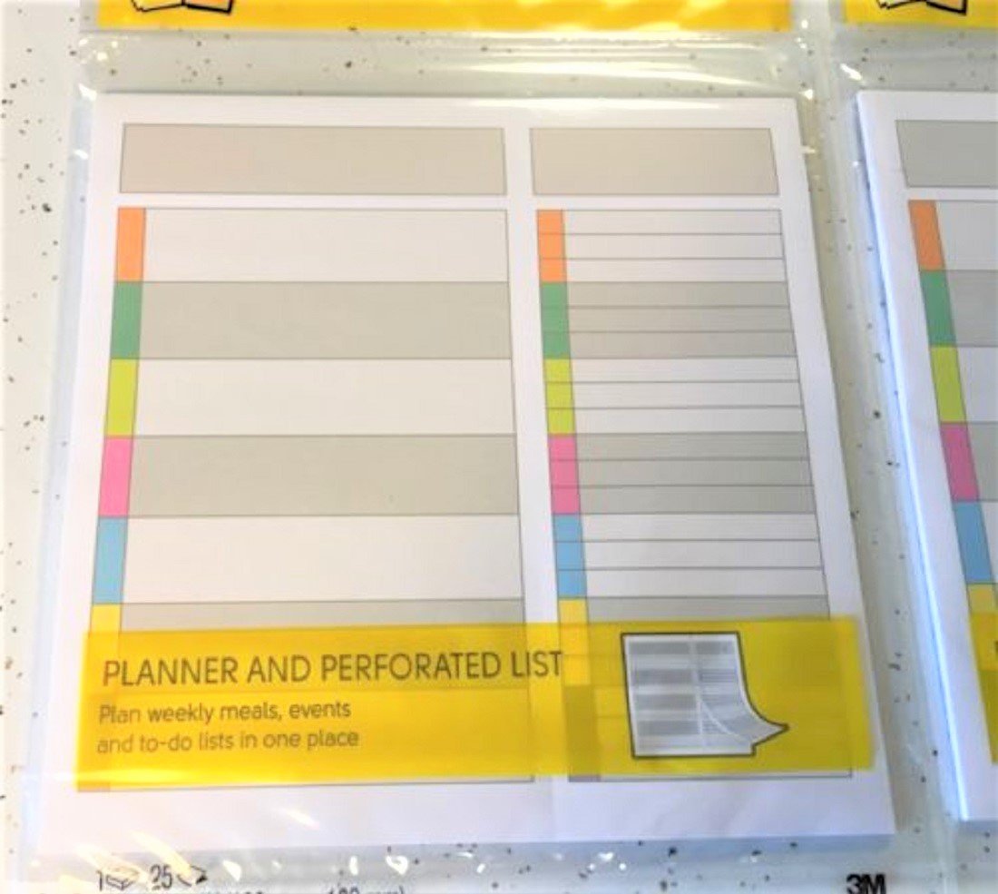 PostIt Super Sticky Notes Weekly Planner, 25 Sheets/Pad