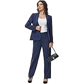 Lamgool Womens Pant Suit 2 Pieces Business Casual Outfits Lady's Blazer Jacket and Pants Set for Work