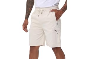 Satankud Men's Cargo Hiking Shorts 9" Lightweight Golf Shorts for Casual Work Travel Outdoor 5 Zipper Pockets